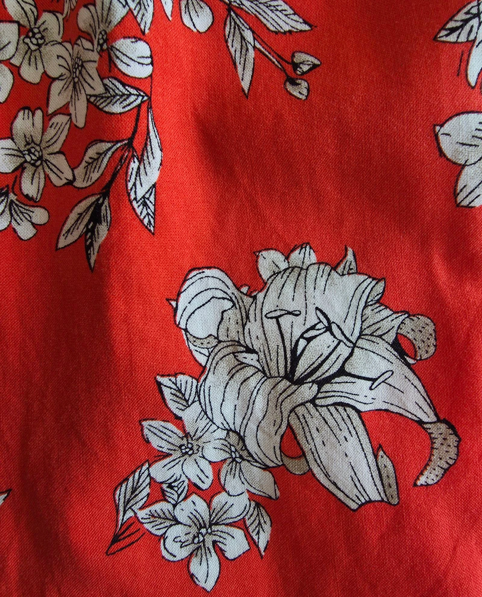 Combi-broek rood koraal met bloemenprint M 38 lichte combinatie bretels – photo 6